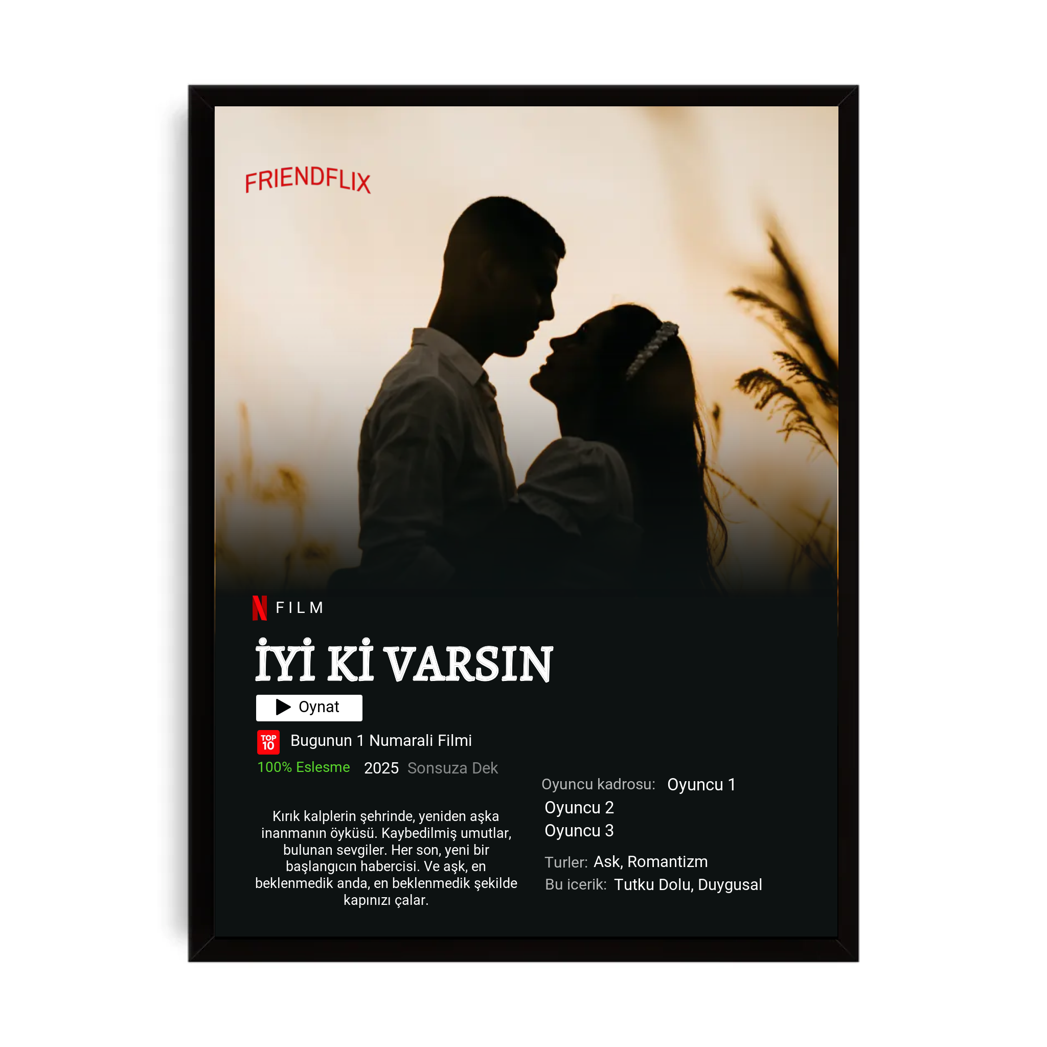 Kişiselleştirilebilir Netflix Temalı Poster Tablo